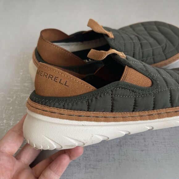 Merrell Women's Hut Moc Quilted Flats Comfort Shoes Slip On US 6 Olive Green - Picture 4 of 12